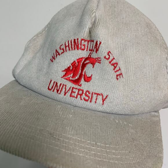 Vintage Washington State University WSU Corduroy Ribbed Embroidered Snapback Hat - Picture 2 of 6